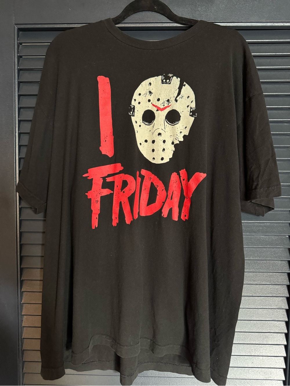 Friday the 13th Jason Mask Black Red Horror Graphic Tee XXL